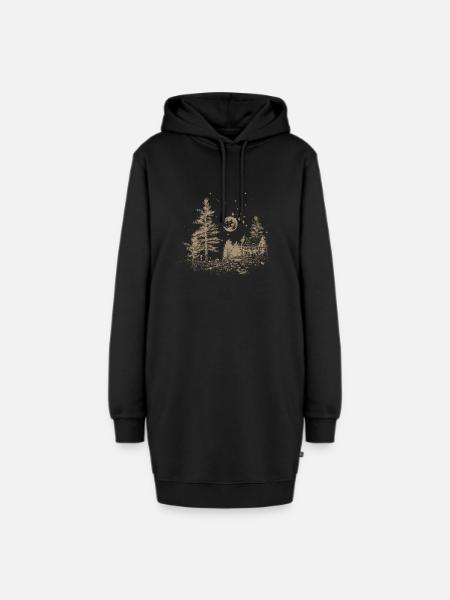 Einsames Haus - Hoodie-Kleid - Schwarz
