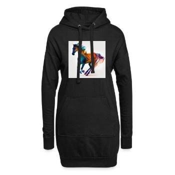 Cheval fougueux n°13 - Sweat-shirt à capuche long Femme - noir - Devant