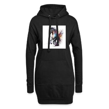 Feuriges Pferd Nr. 4 - Hoodie-Kleid - Schwarz - Vorne