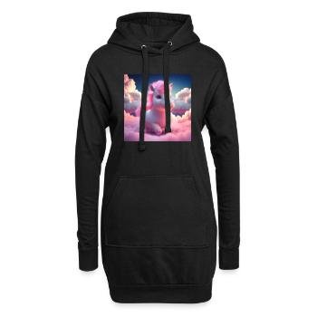 cute baby unicorn running playfully over clouds - Hoodie-Kleid - Schwarz - Vorne