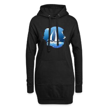 Sailing Sailing Sailing Sailing Sailboat - Hoodie Dress - black - Front