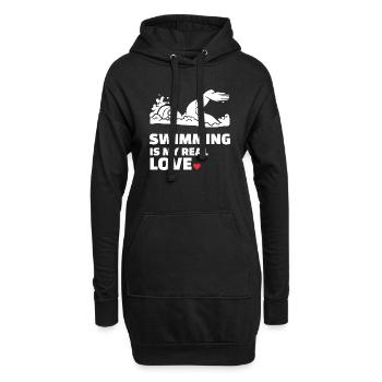 Ich Liebe Schwimmen - Hoodie-Kleid - Schwarz - Vorne