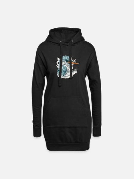 Eisvogel nah - Hoodie-Kleid - Schwarz