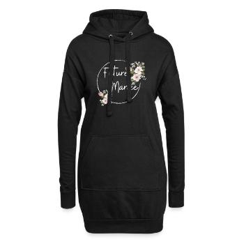 Future mariée floral - Sweat-shirt à capuche long Femme - noir - Devant