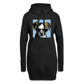 Bunter Hund mit Sonnenbrille - Hoodie-Kleid - Schwarz - Vorne