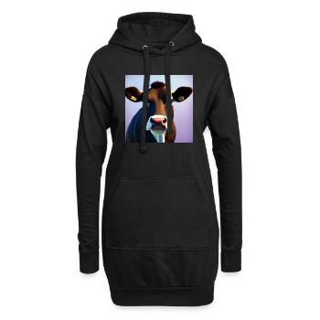 Brown-Kuh auf buntem Hintergrund - Hoodie-Kleid - Schwarz - Vorne