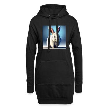 Lapin blanc - Sweat-shirt à capuche long Femme - noir - Devant