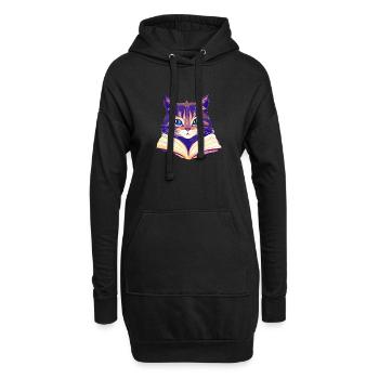 Katze Lesen Hauskatze Bücher Kater Buch Kätzchen - Hoodie-Kleid - Schwarz - Vorne