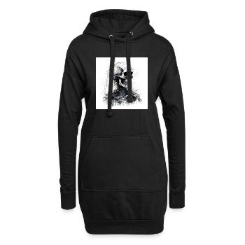 Creepy skull skull in goth and emo style - Hoodie Dress - black - Front