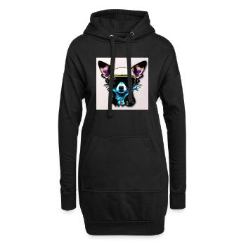 Chihuahua futuristisch mit Brille - Hoodie-Kleid - Schwarz - Vorne