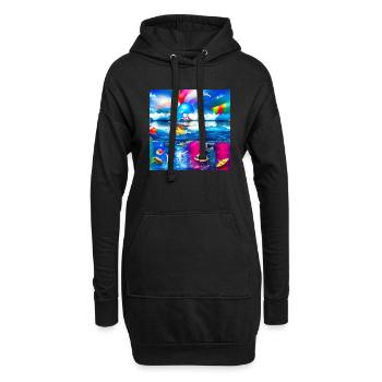 enfants s’amusant pendant les vacances d’été - Sweat-shirt à capuche long Femme - noir - Devant