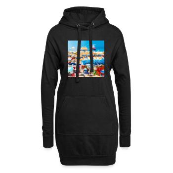 Sonniger Urlaub am Meer verbringen - Hoodie-Kleid - Schwarz - Vorne