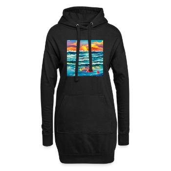Sommer mit den Eltern am Meer - Hoodie-Kleid - Schwarz - Vorne
