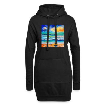 Sonnenuntergang am Meer - Hoodie-Kleid - Schwarz - Vorne