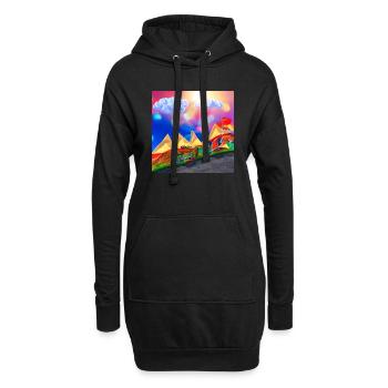 Fahrrad in den Bergen mit sonnigem Himmel während des Chillens - Hoodie-Kleid - Schwarz - Vorne