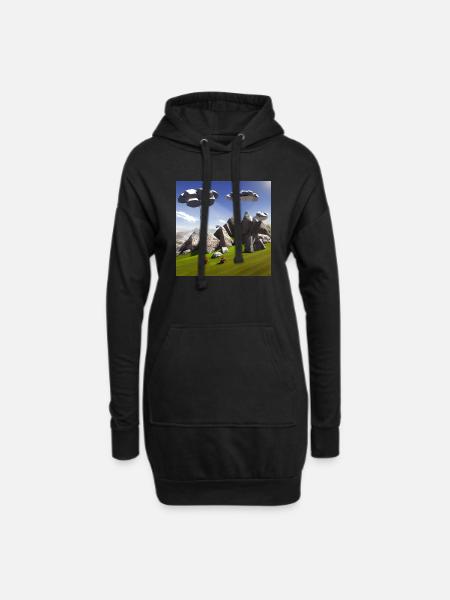 bicicle in the mountain with sunny sky and crashed - Hoodie Dress - black
