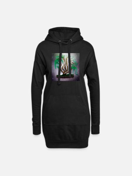 Alter Baum an regnerischen Sommertagen - Hoodie-Kleid - Schwarz
