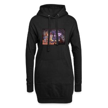 Ritter kämpft gegen Drache in der Höhle - Hoodie-Kleid - Schwarz - Vorne