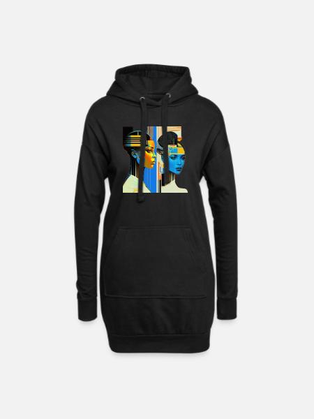 Klimt's Futuristic Vision - Hoodie Dress - black