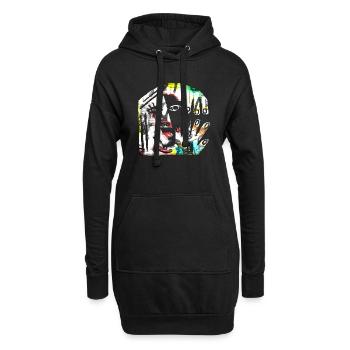 Illusion d’optique art psychédélique rétro formes sexe - Sweat-shirt à capuche long Femme - noir - Devant