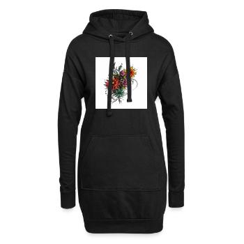 Élégante illustration florale avec des embellissements nobles - Sweat-shirt à capuche long Femme - noir - Devant