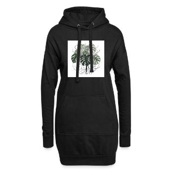 Plante Monstera dessinée à la main - Sweat-shirt à capuche long Femme - noir - Devant