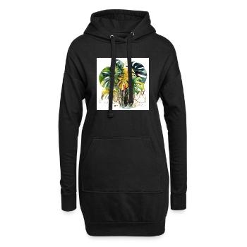 Aquarelle dessinée à la main Monstera plante - Sweat-shirt à capuche long Femme - noir - Devant