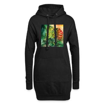 Aquarelle dessinée à la main Monstera plante - Sweat-shirt à capuche long Femme - noir - Devant