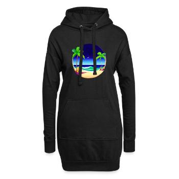 Sommerurlaub Palmen Sonne Palme Insel Strand - Hoodie-Kleid - Schwarz - Vorne