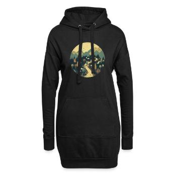 Radtour auf einen Berg mit Ziegen - Hoodie-Kleid - Schwarz - Vorne