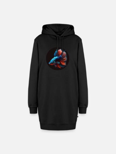 Kampffisch / Beta Splendens - Hoodie-Kleid - Schwarz