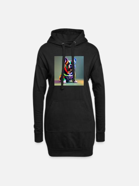 Französische Bulldogge abstrakt - Hoodie-Kleid - Schwarz
