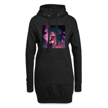 Anime Girl #3 - Hoodie-Kleid - Schwarz - Vorne