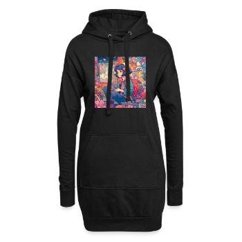 Anime Girl #2 - Hoodie-Kleid - Schwarz - Vorne