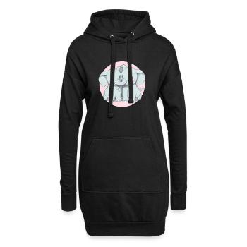 Aimer les éléphants - Une illustration romantique - Sweat-shirt à capuche long Femme - noir - Devant