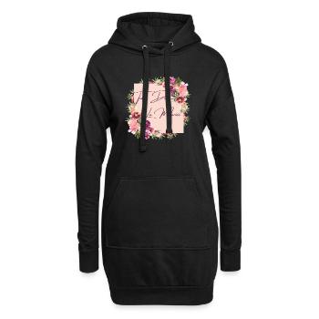 Team de la mariée floral - Sweat-shirt à capuche long Femme - noir - Devant