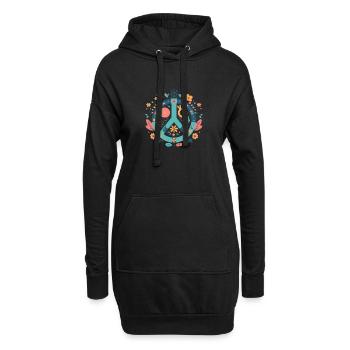 Peace and love - Sweat-shirt à capuche long Femme - noir - Devant