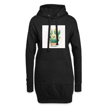 Happy Cactus Aquarelle - Sweat-shirt à capuche long Femme - noir - Devant