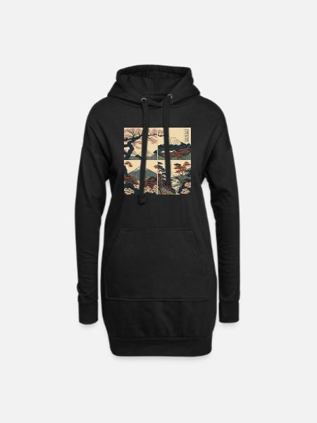 Retro Japan: Vintage-Inspired Fusion - Hoodie Dress - black