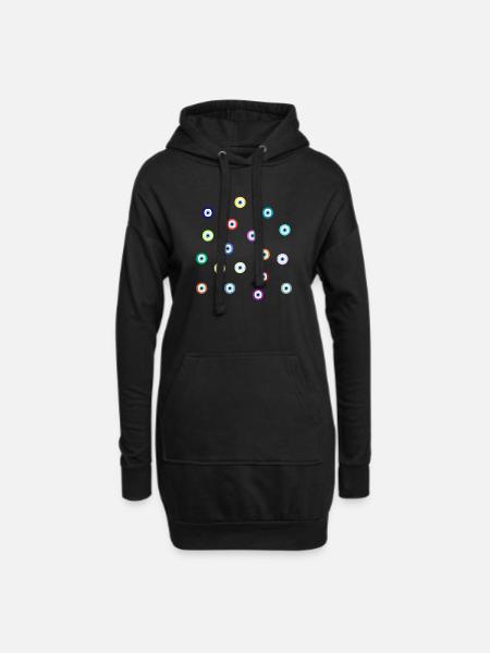 Mehrfarbiges Auge - Hoodie-Kleid - Schwarz