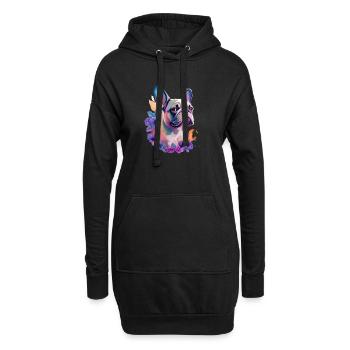Französische Bulldogge - Hoodie-Kleid - Schwarz - Vorne