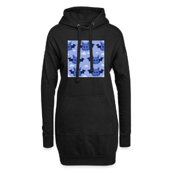Whimsical Winged Friends: Süße Comic-Fledermäuse - Hoodie-Kleid - Schwarz - Vorne