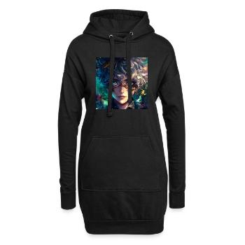 Anime Boy - Hoodie-Kleid - Schwarz - Vorne