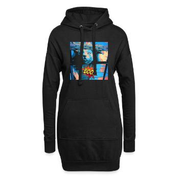 Crazy Cat Retro Style - Hoodie-Kleid - Schwarz - Vorne