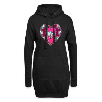 Herz - Hoodie-Kleid - Schwarz - Vorne