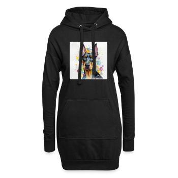 Modern Colorful Dobermann Dog Art by Bodhi - Hoodie Dress - black - Front