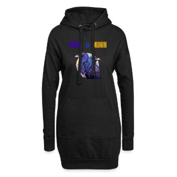 Hugin et Munin, les corbeaux d’Odin avec l’écriture - Sweat-shirt à capuche long Femme - noir - Devant