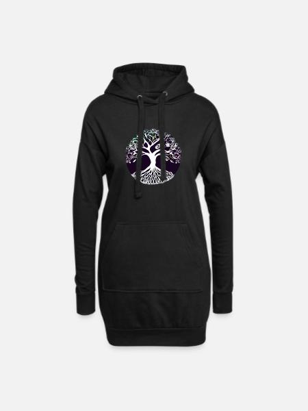 Meditation Yoga Lebensbaum Baum des Lebens - Hoodie-Kleid - Schwarz
