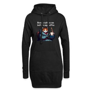 Drôle de chat et de café - Sweat-shirt à capuche long Femme - noir - Devant