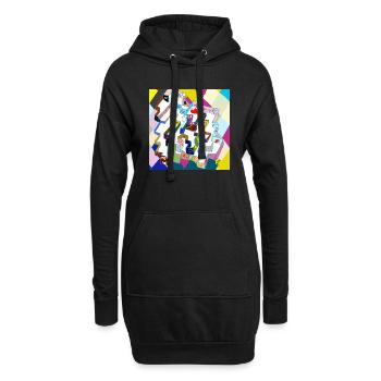 Altes mehrfarbiges Labyrinth v4.00 - Hoodie-Kleid - Schwarz - Vorne